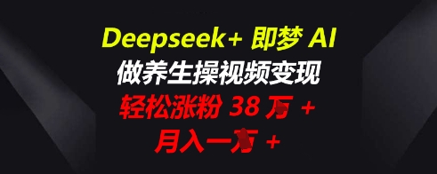 Deepseek+即梦AI,做养生操视频变现,轻松涨粉38W+,月入一W+-山河资源网