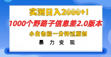 2025抖音1000个野路子信息差最新玩法,一分钟过原创,暴力变现月入几k-山河资源网