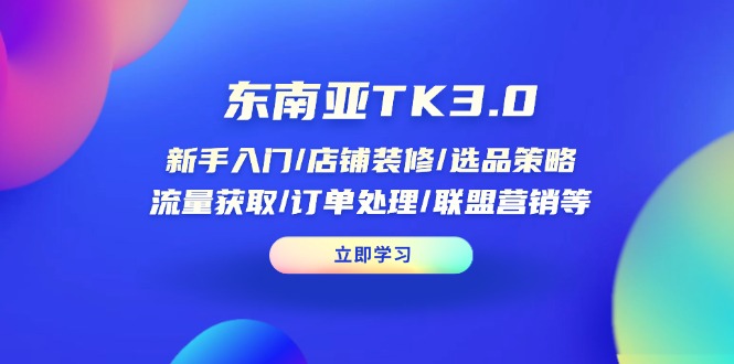 (14208期)东南亚TK3.0:新手入门/店铺装修/选品策略/流量获取/订单处理/联盟营销等-山河资源网
