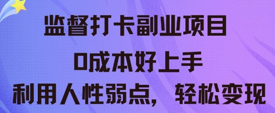 监督打卡副业新玩法，0成本好上手，利用人性的弱点轻松变现-山河资源网