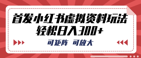 首发小红书虚拟资料玩法,可矩阵,可放大,轻松日入3张-山河资源网