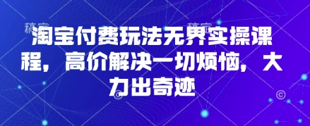 淘宝付费玩法无界实操课程,高价解决一切烦恼,大力出奇迹-山河资源网