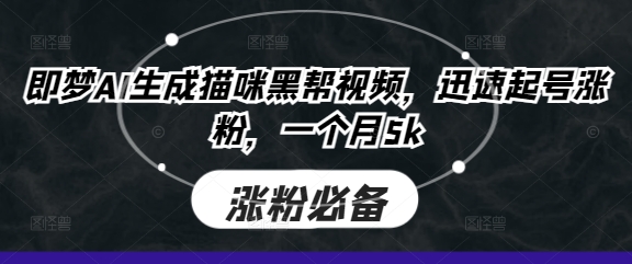 即梦AI生成猫咪黑帮视频,迅速起号涨粉,一个月5k-山河资源网