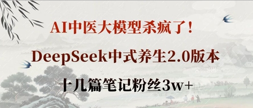 AI中医大模型杀疯了！DeepSeek中式养生2.0版本，十几篇笔记粉丝3w+-山河资源网