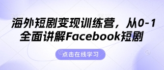 海外短剧变现训练营,从0-1全面讲解Facebook短剧-山河资源网