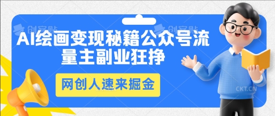 AI绘画变现秘籍：公众号流量主副业狂挣，网创人速来掘金-山河资源网