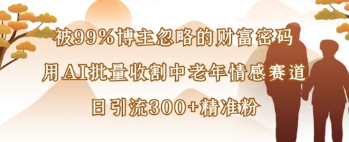被99%博主忽略的财富密码:用AI批量收割中老年情感赛道,日引流300+精准粉-山河资源网