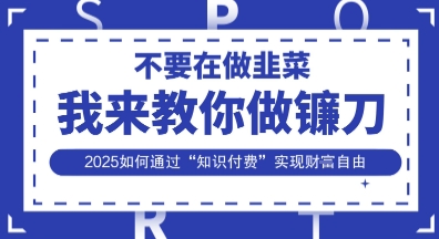 韭菜生涯终结者,我来教你做镰刀,2025如何通过“知识付费”实现财F自由【揭秘】-山河资源网
