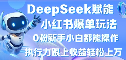 DeepSeek赋能小红书爆单玩法0粉新手小白都能操作，执行力跟上收益轻松上W，懒人勿做-山河资源网