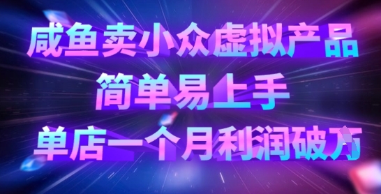 咸鱼卖小众虚拟产品,简单易上手,单店一个月利润破W-山河资源网