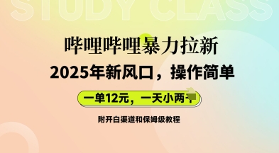 哔哩哔哩暴力拉新:2025年新风口,一单12元,一天数张(附开白渠道和保姆级教程)-山河资源网