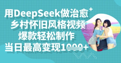 用DeepSeek做治愈乡村怀旧风格视频，爆款轻松制作，当日最高变现多张-山河资源网